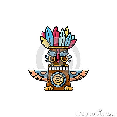 Colorful totem flat vector icon. Tribal symbol isolated illustration Vector Illustration