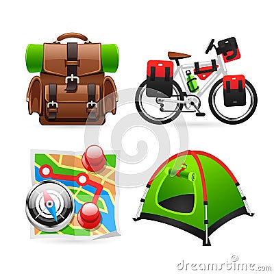 Colorful Tourism Icons Vector Illustration