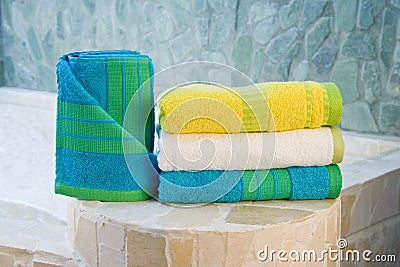Colorful towel set Stock Photo