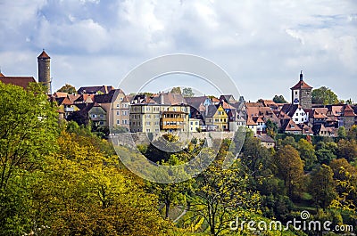 Colorful town Rothenburg ob der Tauber, Bavaria Stock Photo