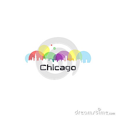 Colorful Town Vector of USA Stock Photo