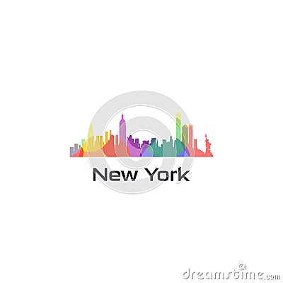 Colorful Town Vector of USA Stock Photo