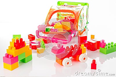 Colorful Toy Blocks Isolated on White Stock Photo