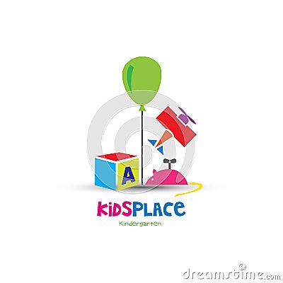 Colorful toys kids logo Vector Illustration