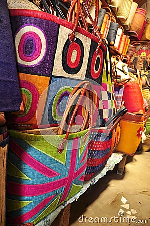 Colorful traditional bags of madagascar Stock Photo