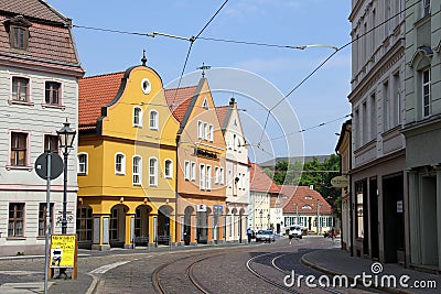 Colorful traditional houses in the historic part of the town Cottbus, Germany Editorial Stock Photo