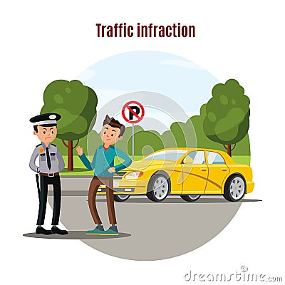 Colorful Traffic Violation Concept Vector Illustration