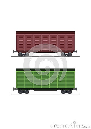 Colorful train car vector vagon. On the railway Vector Illustration