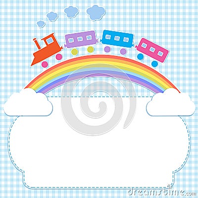 Colorful train on rainbow Vector Illustration
