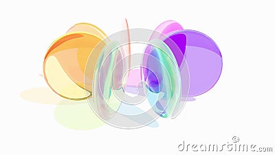 Colorful translucent glass blocks spin and rotate on white back round lenses 3d Stock Photo