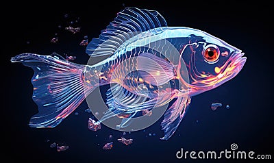 Colorful transparent fish on a dark background. Stock Photo