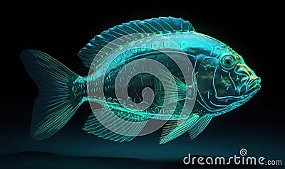 Colorful transparent fish on a dark background. Stock Photo