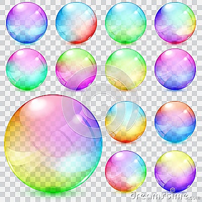 Colorful transparent glass spheres Stock Photo