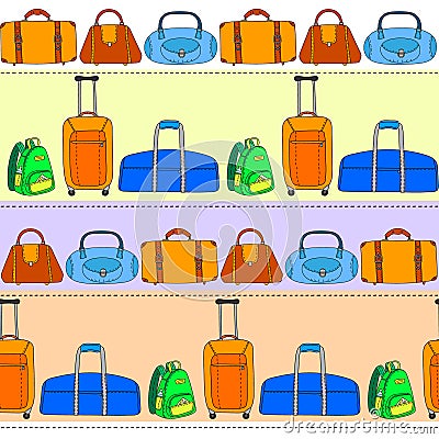 Colorful travel bags striped seamless pattern, vector Vector Illustration