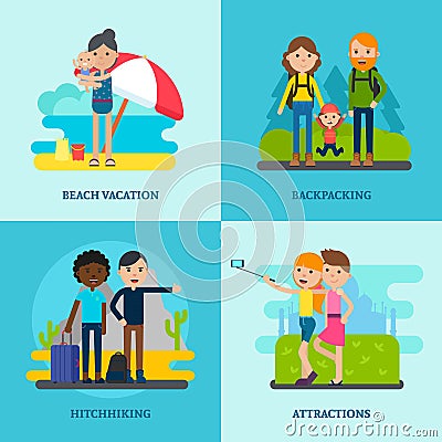 Colorful Travel Concept Vector Illustration