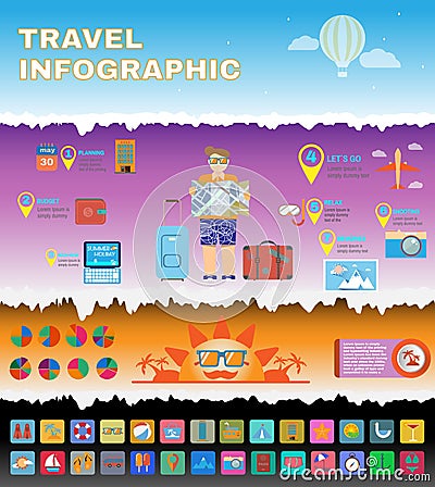 Colorful travel infographics. Vector Illustration