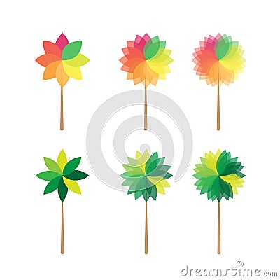 Colorful tree icon symbol logo isolated white background Vector Illustration