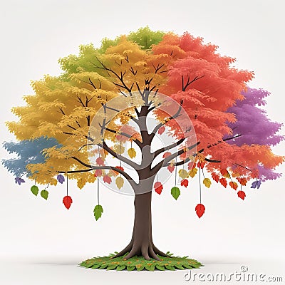 Colorful Tree with Leaves Stock Photo