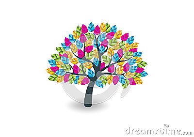 Colorful tree logo Vector Illustration