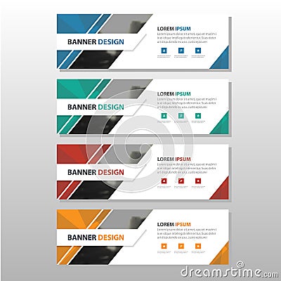 Colorful triangle abstract corporate business banner template, infographic horizontal advertising business banner layout template Vector Illustration