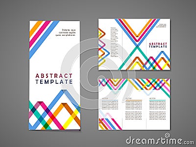 Colorful triangle pattern background tri fold brochure Vector Illustration