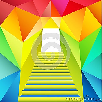 Colorful triangular design with staircase gate Vector Illustration
