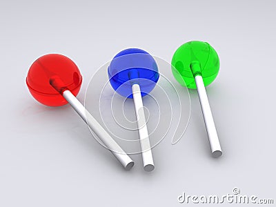 Colorful trio of lollipops Stock Photo