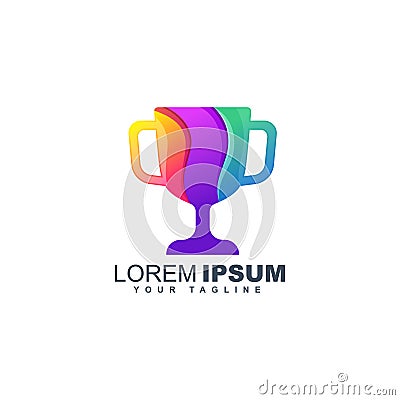Colorful trophy abstract logo design template Vector Illustration