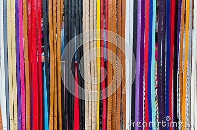 Colorful of trouser leather belt Stock Photo