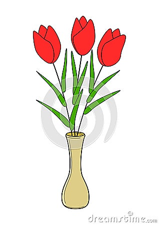 Colorful Tulips Flower and Vase Illustration Vector Vector Illustration