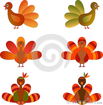 Colorful Turkey Illustrations Cartoon Illustration