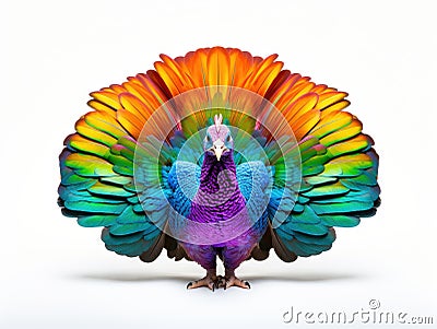 Ai Generated illustration Wildlife Concept of Colorful turkey isolated on the white background Cartoon Illustration