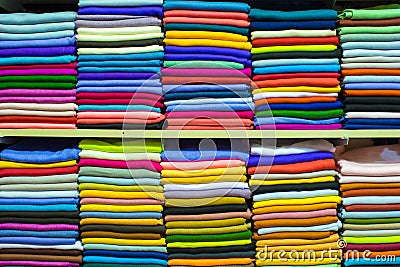 Colorful turkish fabric samples on Grand bazaar Stock Photo