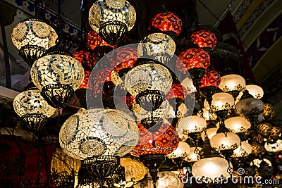 Colorful Turkish lanterns Stock Photo