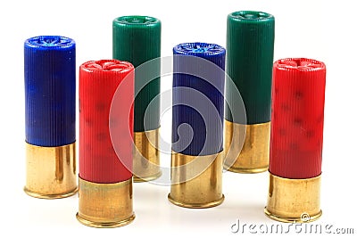 Colorful Twelve Gauge Shotgun Shells Stock Photo