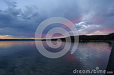 Colorful Twilight on a Wilderness Lake Stock Photo