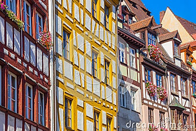 Colorful typical german houses- Nuremberg, Germany Stock Photo