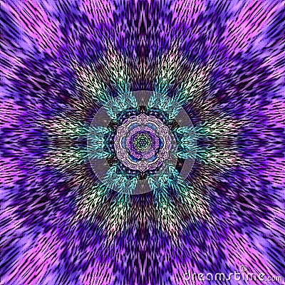 Colorful ultra violet and indigo mandala with Buddha-Face inside Stock Photo