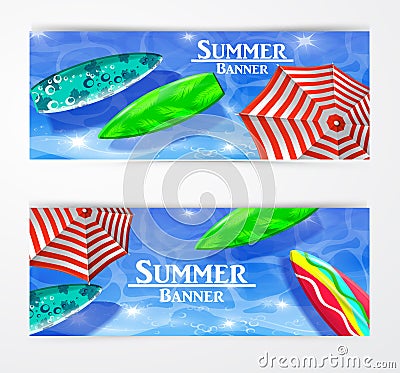 Colorful umbrella swimming pool Vector Illustration
