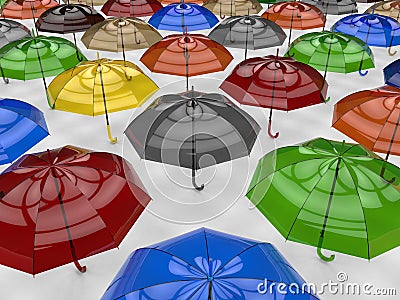 Colorful umbrellas Cartoon Illustration