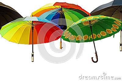 Colorful umbrellas isolated on white Stock Photo