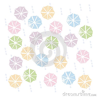 Colorful umbrellas in the rainy season Vector Illustration