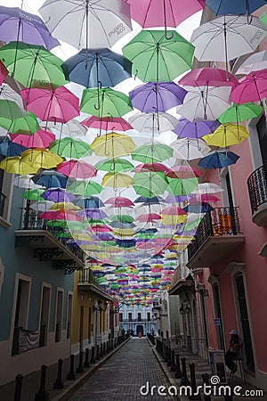Colorful umbrellas in the roof Editorial Stock Photo
