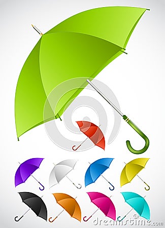 Colorful umbrellas set. Vector Vector Illustration