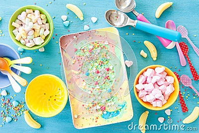 Colorful unicorn ice cream Stock Photo