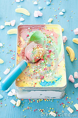 Colorful unicorn ice cream Stock Photo