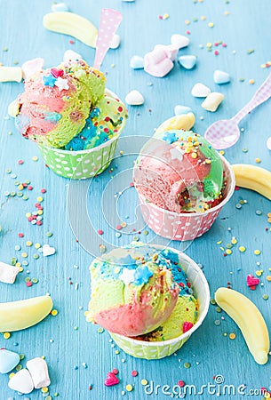 Colorful unicorn ice cream Stock Photo