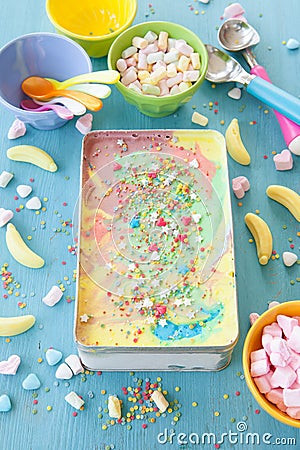 Colorful unicorn ice cream Stock Photo