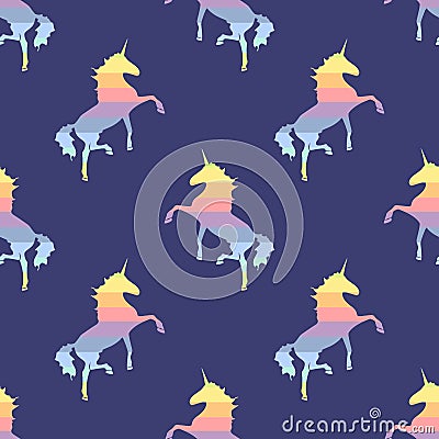 Colorful Unicorn. Magical animal rainbow seamless Pattern Vector Illustration