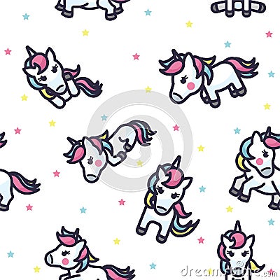 Colorful Unicorn Seamless Pattern Stock Photo